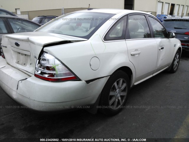 1FAHP24W89G120826 - 2009 FORD TAURUS SEL WHITE photo 4