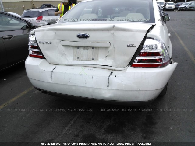 1FAHP24W89G120826 - 2009 FORD TAURUS SEL WHITE photo 6