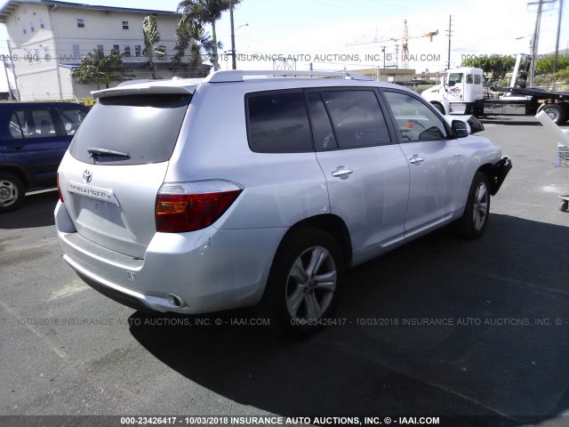 JTEYK3EH6A2100750 - 2010 TOYOTA HIGHLANDER LIMITED SILVER photo 4