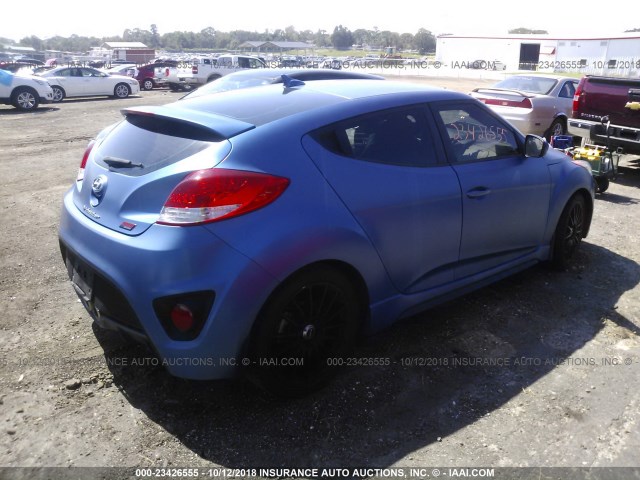 KMHTC6AE3GU253071 - 2016 HYUNDAI VELOSTER TURBO BLUE photo 4