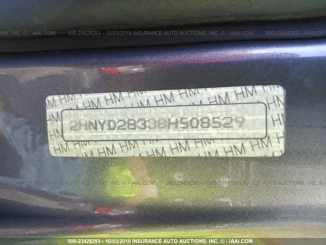 2HNYD28338H508529 - 2008 ACURA MDX TECHNOLOGY GRAY photo 9