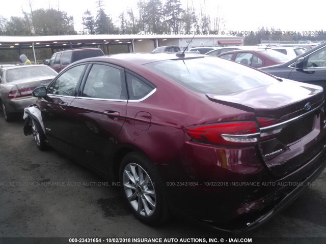 3FA6P0LU4HR265137 - 2017 FORD FUSION SE HYBRID RED photo 3