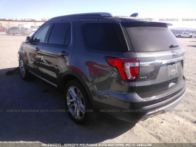 1FM5K7D81GGA18254 - 2016 FORD EXPLORER XLT GRAY photo 3