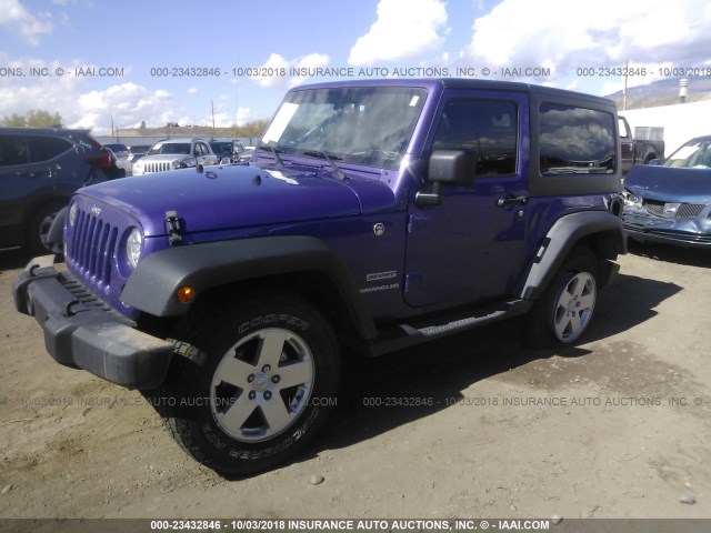 1C4AJWAG4HL679393 - 2017 JEEP WRANGLER SPORT PURPLE photo 2