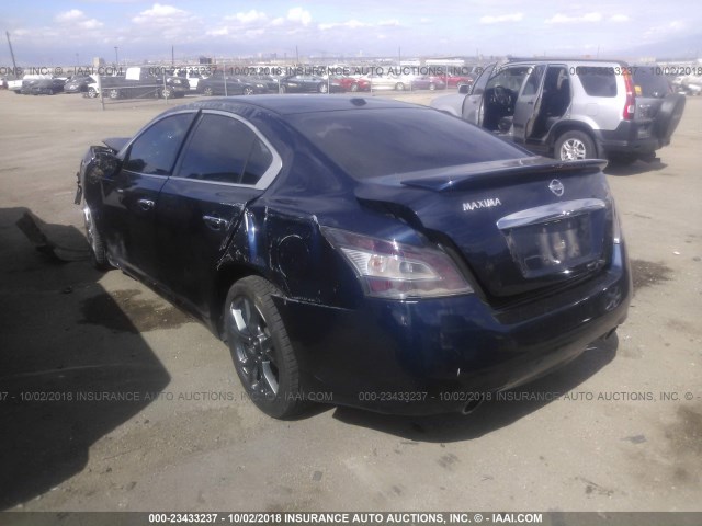 1N4AA5AP9EC447271 - 2014 NISSAN MAXIMA S/SV BLUE photo 3