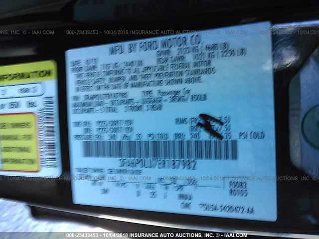 3FA6P0LU7ER187982 - 2014 FORD FUSION SE HYBRID BLACK photo 9