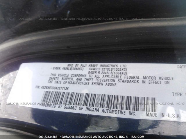 4S3BH675347617136 - 2004 SUBARU LEGACY OUTBACK AWP 蓝色 照片 9