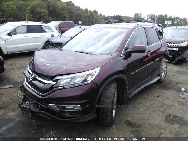 2HKRM4H78FH607473 - 2015 HONDA CR-V EXL MAROON photo 2