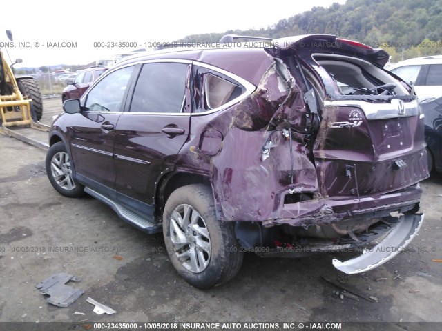 2HKRM4H78FH607473 - 2015 HONDA CR-V EXL MAROON photo 3