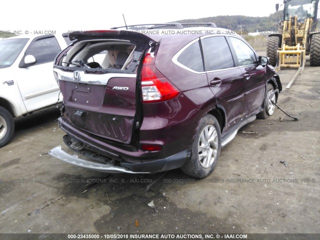 2HKRM4H78FH607473 - 2015 HONDA CR-V EXL MAROON photo 4