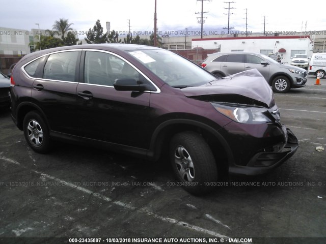 5J6RM3H36EL013945 - 2014 HONDA CR-V LX BURGUNDY photo 1