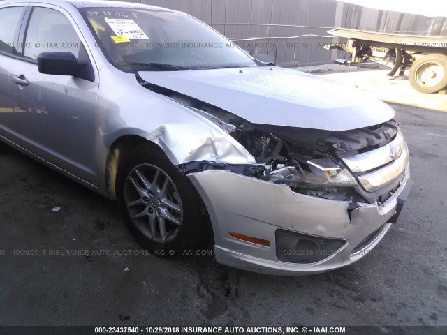 3FAHP0GA6CR259809 - 2012 FORD FUSION S SILVER photo 6