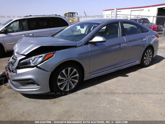 5NPE34AF9FH223625 - 2015 HYUNDAI SONATA SPORT/LIMITED SILVER photo 2