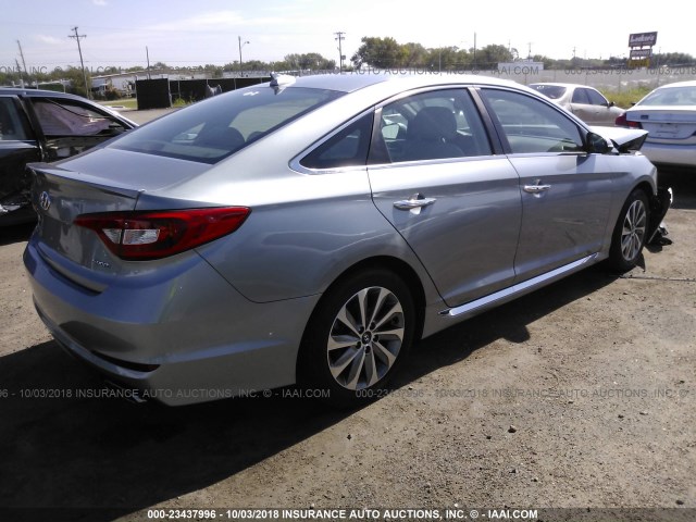 5NPE34AF9FH223625 - 2015 HYUNDAI SONATA SPORT/LIMITED SILVER photo 4