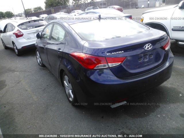 5NPDH4AE9DH237882 - 2013 HYUNDAI ELANTRA GLS/LIMITED BLUE photo 3