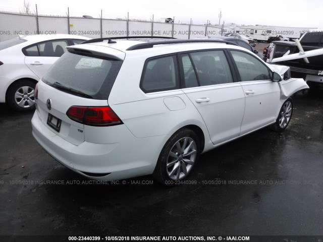 3VWC17AU8GM517135 - 2016 VOLKSWAGEN GOLF SPORTWAGEN S/SE/SEL/LIMITED WHITE photo 4