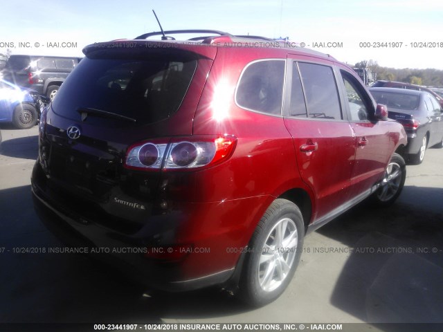 5XYZH4AG8BG060317 - 2011 HYUNDAI SANTA FE SE RED photo 4