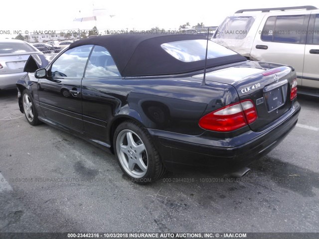 WDBLK70G43T138607 - 2003 MERCEDES-BENZ CLK 430 BLACK photo 3