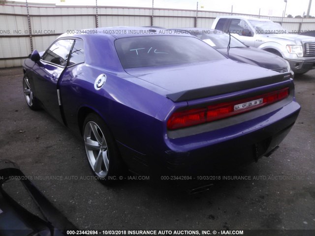 2B3CJ7DWXAH173136 - 2010 DODGE CHALLENGER SRT-8 PURPLE photo 3