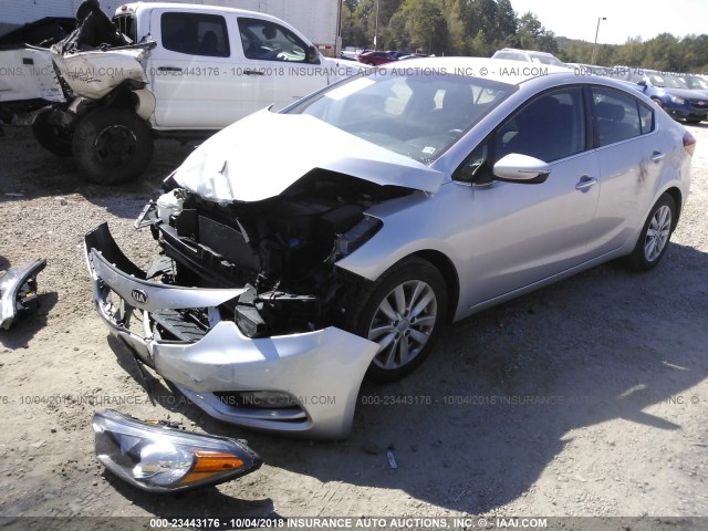 KNAFX4A83E5174329 - 2014 KIA FORTE EX SILVER photo 2