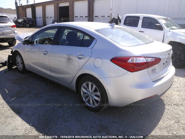 KNAFX4A83E5174329 - 2014 KIA FORTE EX SILVER photo 3