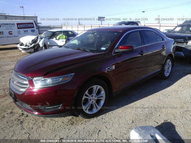 1FAHP2E87EG184964 - 2014 FORD TAURUS SEL BURGUNDY photo 2