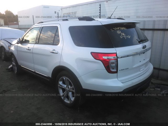 1FM5K7F88FGC39698 - 2015 FORD EXPLORER LIMITED WHITE photo 3