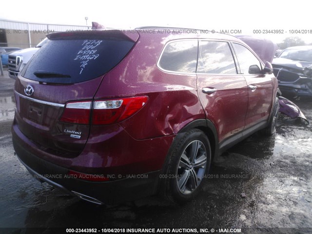 KM8SR4HFXGU164384 - 2016 HYUNDAI SANTA FE SE/LIMITED RED photo 4