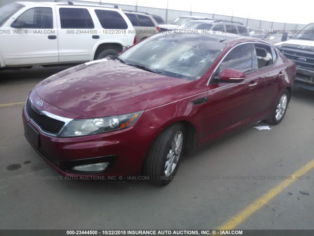 KNAGN4A72B5059976 - 2011 KIA OPTIMA EX/SX RED photo 2