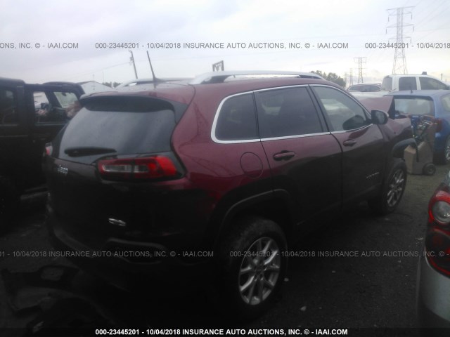 1C4PJMCB0GW318840 - 2016 JEEP CHEROKEE LATITUDE MAROON photo 4