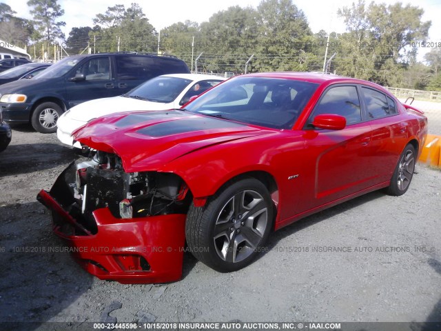 2C3CDXCT0EH227129 - 2014 DODGE CHARGER R/T RED photo 2