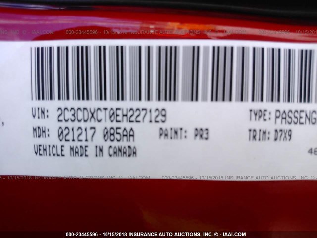 2C3CDXCT0EH227129 - 2014 DODGE CHARGER R/T RED photo 9