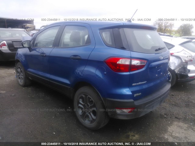 MAJ3P1RE8JC207545 - 2018 FORD ECOSPORT S BLUE photo 3