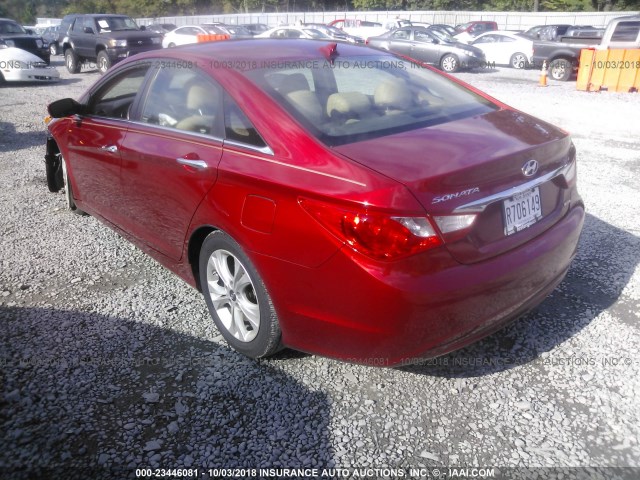 5NPEC4AC3DH642153 - 2013 HYUNDAI SONATA SE/LIMITED RED photo 3