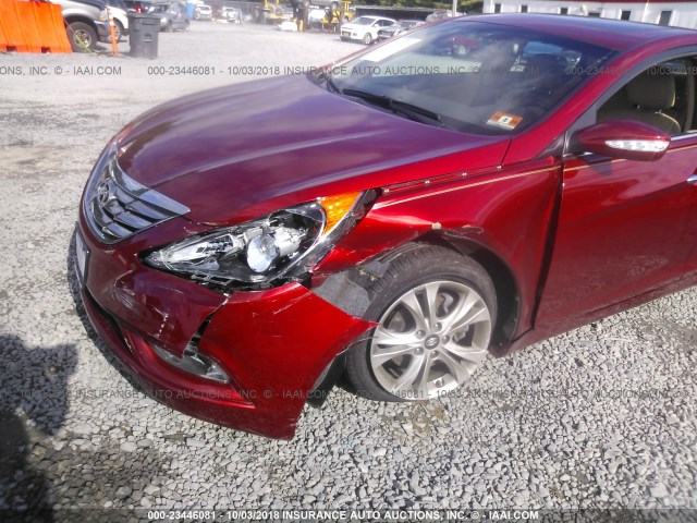 5NPEC4AC3DH642153 - 2013 HYUNDAI SONATA SE/LIMITED RED photo 6