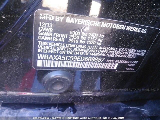 WBAXA5C59ED689887 - 2014 BMW 535 D BLACK photo 9