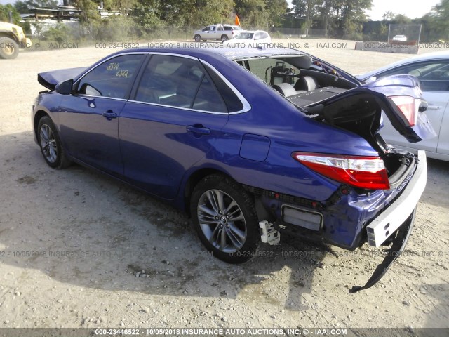 4T1BF1FK6FU940709 - 2015 TOYOTA CAMRY LE/XLE/SE/XSE BLUE photo 3