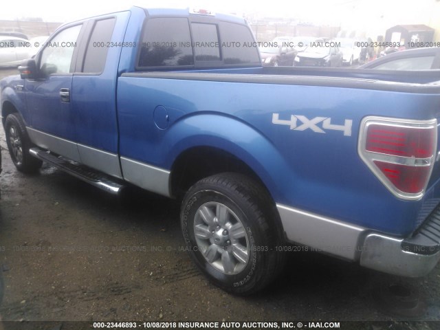 1FTFX1EV7AKB47342 - 2010 FORD F150 SUPER CAB BLUE photo 3