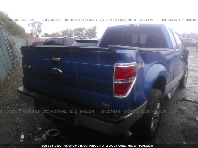 1FTFX1EV7AKB47342 - 2010 FORD F150 SUPER CAB BLUE photo 4