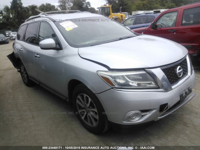 5N1AR2MM0DC628269 - 2013 NISSAN PATHFINDER S/SV/SL/PLATINUM SILVER photo 1