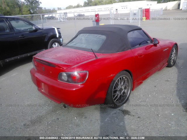 JHMAP11431T001018 - 2001 HONDA S2000 RED photo 4