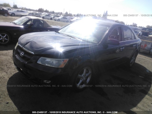 5NPEU46F76H080020 - 2006 HYUNDAI SONATA GLS/LX BLACK photo 2