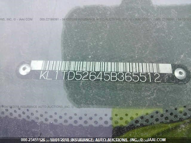 KL1TD52645B365512 - 2005 CHEVROLET AVEO LS TEAL photo 9