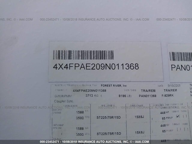4X4FPAE209N011368 - 2009 FOREST RIVER PALOMINO  白色 照片 10
