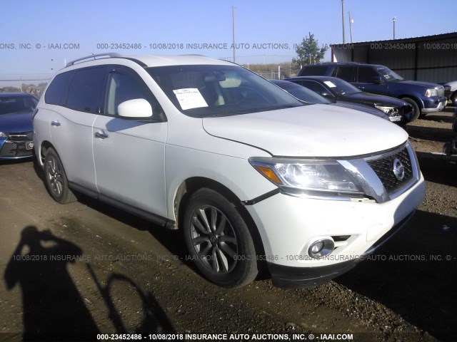 5N1AR2MN7EC660176 - 2014 NISSAN PATHFINDER S/SV/SL/PLATINUM WHITE photo 1