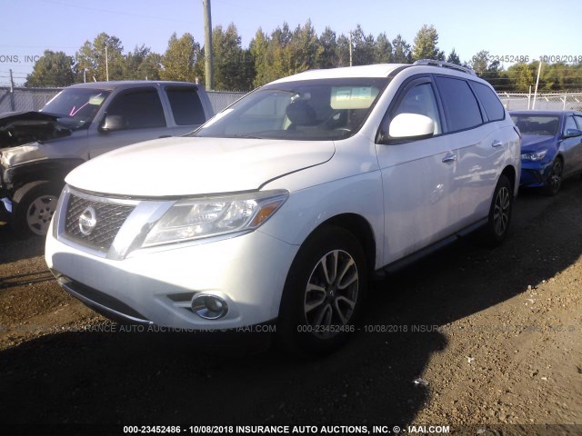 5N1AR2MN7EC660176 - 2014 NISSAN PATHFINDER S/SV/SL/PLATINUM WHITE photo 2