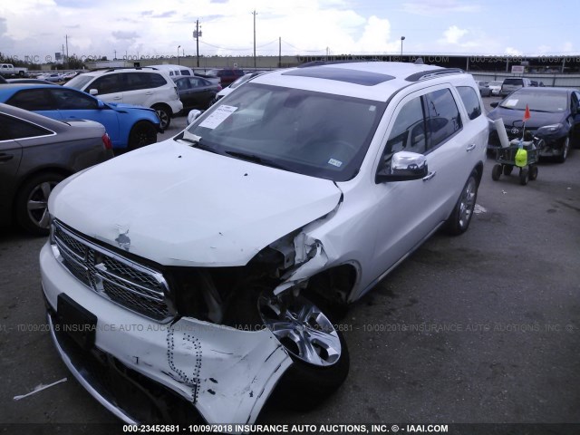 1C4RDHAGXEC597590 - 2014 DODGE DURANGO SXT WHITE photo 2