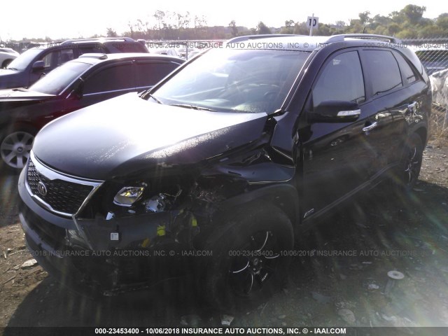 5XYKTCA60EG455985 - 2014 KIA SORENTO LX BLACK photo 2