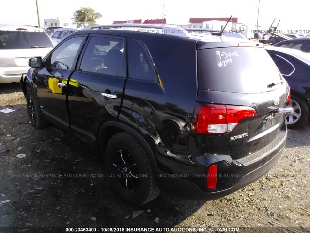 5XYKTCA60EG455985 - 2014 KIA SORENTO LX BLACK photo 3