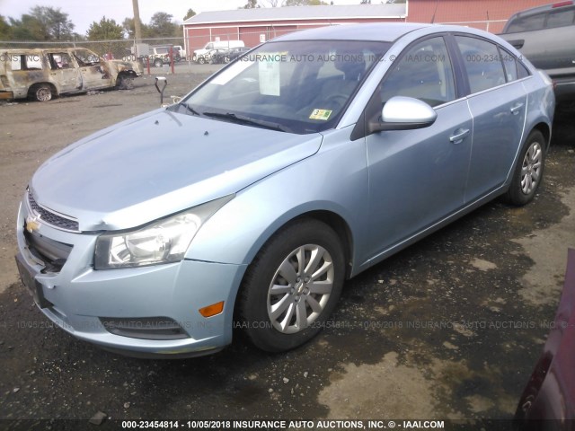 1G1PF5S98B7120377 - 2011 CHEVROLET CRUZE LT BLUE photo 2